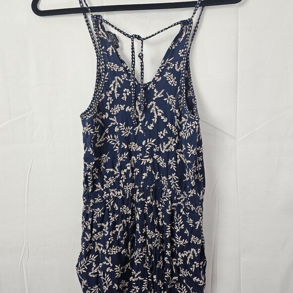 Lucky Brand Womens Floral Blue Jumpsuit Romper Sleeveless Halter Size XS Pocket - Picture 6 of 13